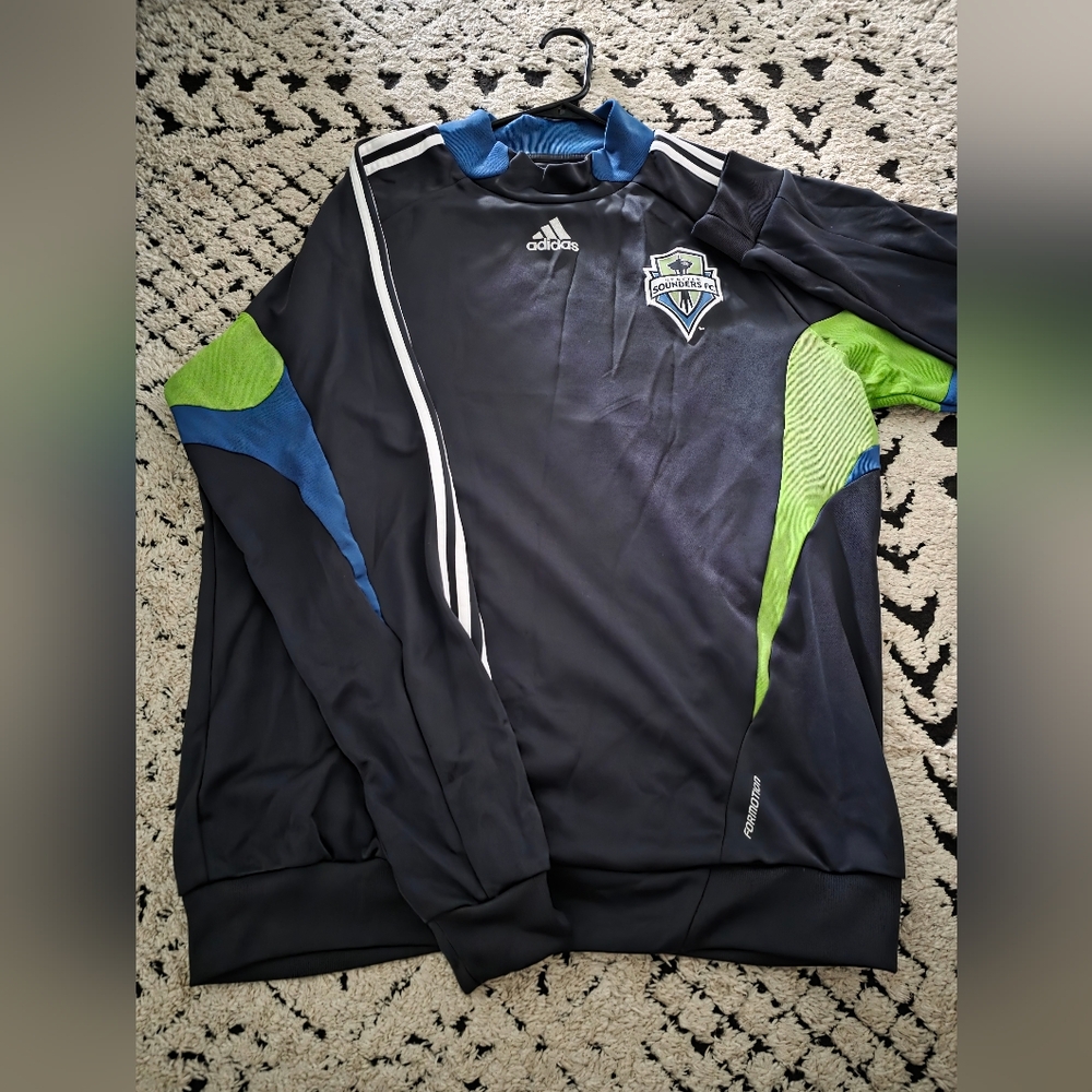Addidas xl mens Seattle sounders fc longsleeve pullover prematch jersey